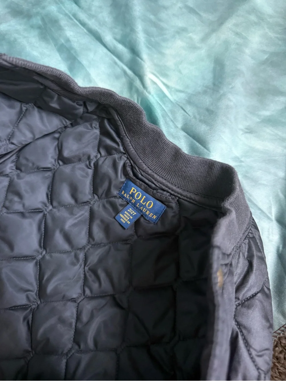 Ralph Lauren Navy Quilted Puffer Jacket with Embroidered Pony